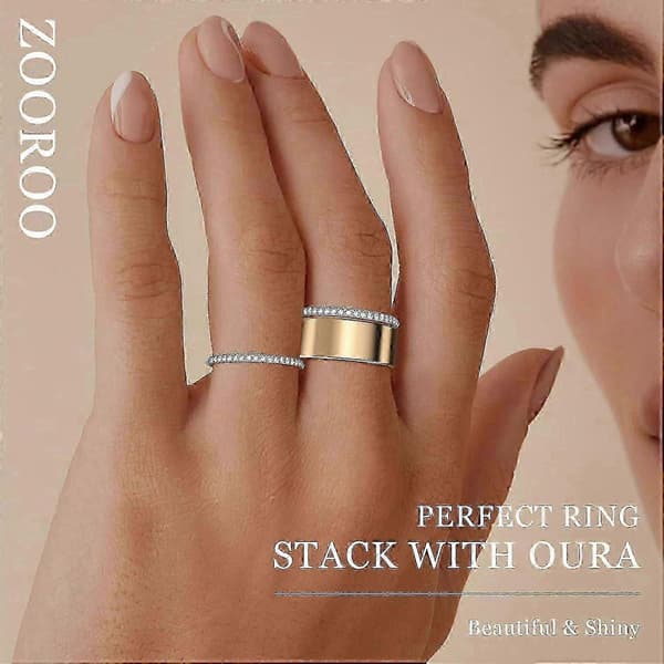 2-pakning 14K gullbelagte Oura Ring Stackers for Gen 3/Gen 4 - CZ simulerte diamant damestabelringer Gold 6