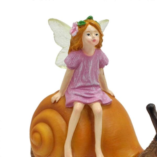Resin figurhåndværksgave snegleblomsterfe-statue til altanhavegård
