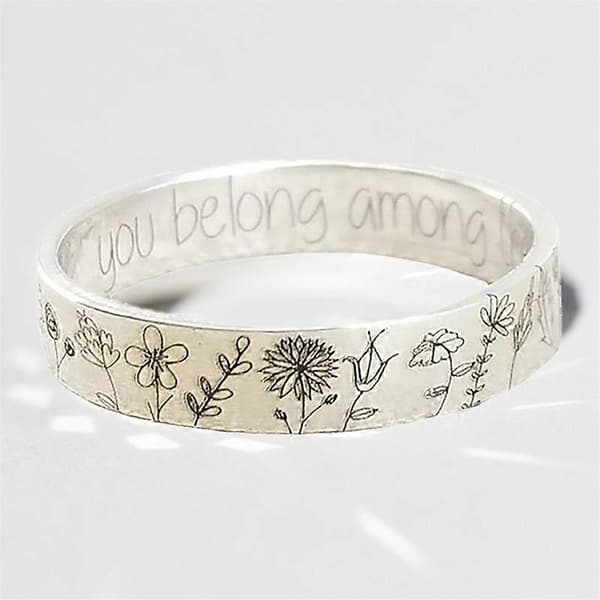 Fingerring Blommor Mönster Utsökt Legering Älskare Text Maskrosring för Dejting Silver US 9