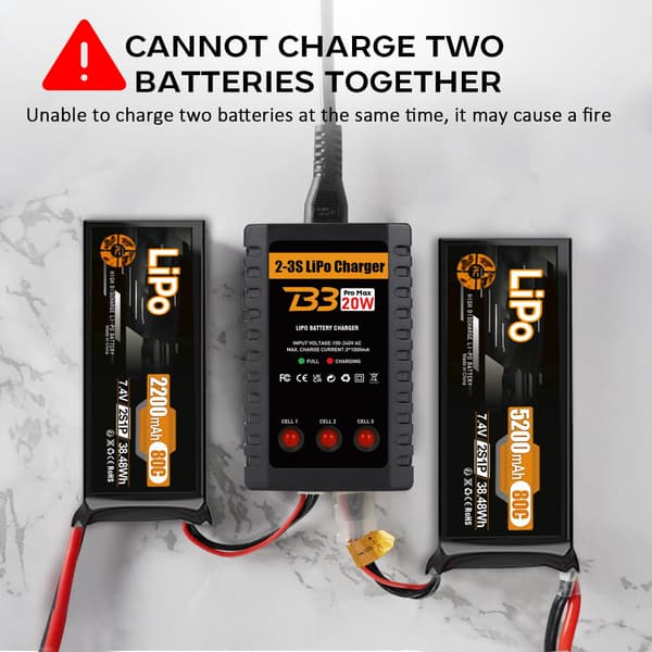 LiPo-oplader til 2S-3S (7,4-11,1V) LiPo-batteri til RC-legetøj og -model (gul) Yellow
