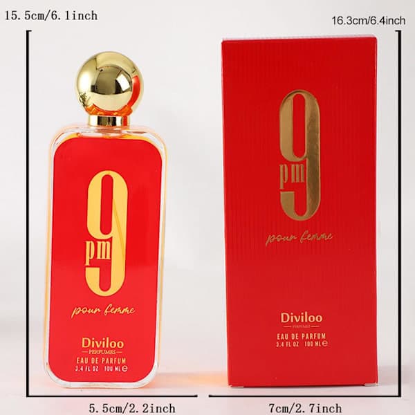 Afnan 21:00 Eau De Parfum 100ml miehille Spray - TÄYSIN UUSI LAATIKOSSA punainen 100ml red 100ml