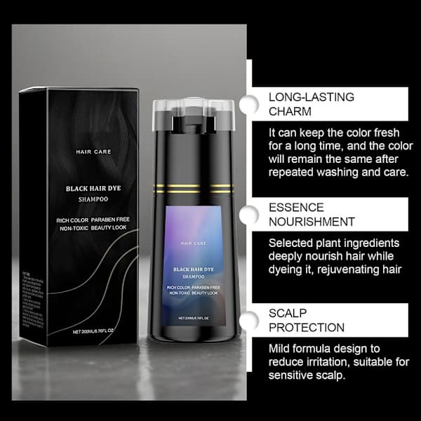 Polar hårfarveshampoo, Polar hårpleje, hårplejeshampoo 200ml sort 1 stk black 1pcs