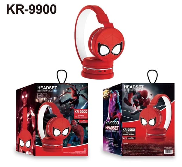 Spider-Man Bluetooth-hovedtelefoner – Trådløst Over-Ear Børneheadset med TF-kortplads, Søde Spider-Man Ørekopper