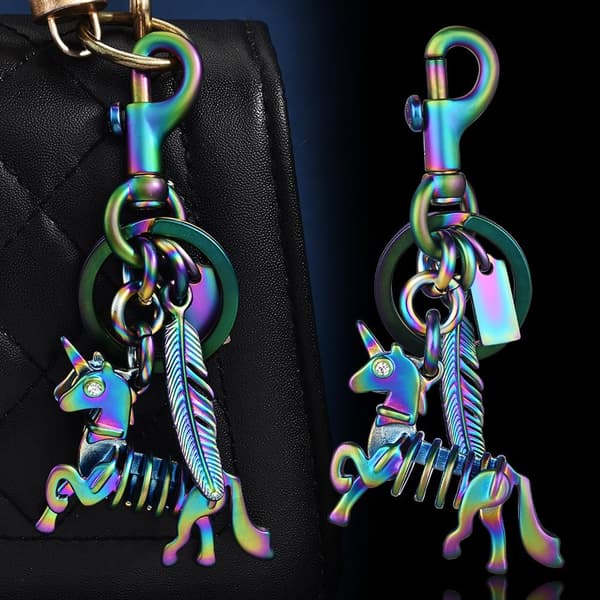 Väskberlock, söta handväskberlocker, väsktillbehörsberlocker, väskkedjor, handväskberlocker Unicorn-Iridescent