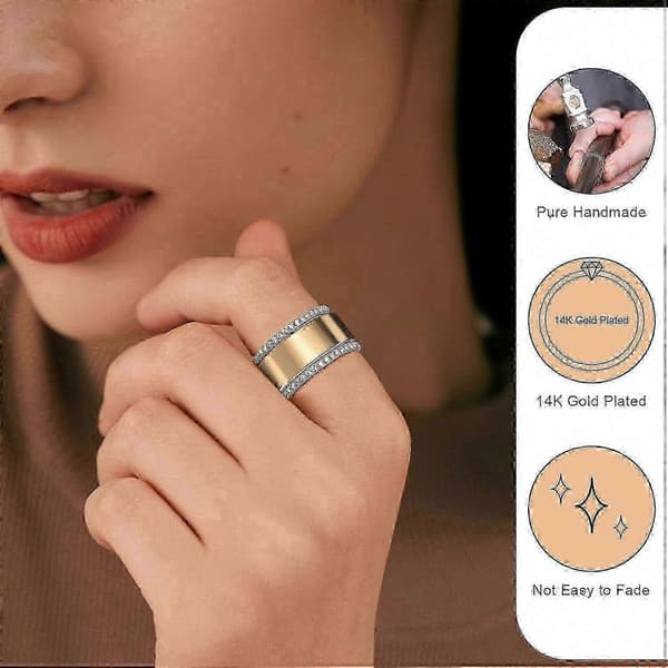 2-pak 14K guldbelagte Oura Ring Stackers til Gen 3/Gen 4 - CZ simulerede diamant damestabelringe Gold 10