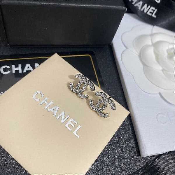 Chanel Dobbelt C Alle Diamant Luksus Øreringe silvery