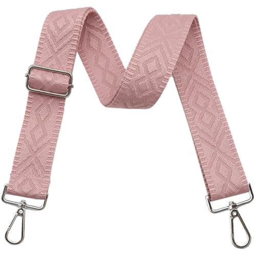 Crossbody-stropper til punge Brede skuldertaskestropper Justerbar erstatningsbroderet pungstrop til håndtasker Silver Hardware-pink-2