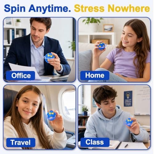 Tryck för att snurra Fidget Spinner HelixCore Spin Stressboll Sensoriska Fidgetleksaker Blue