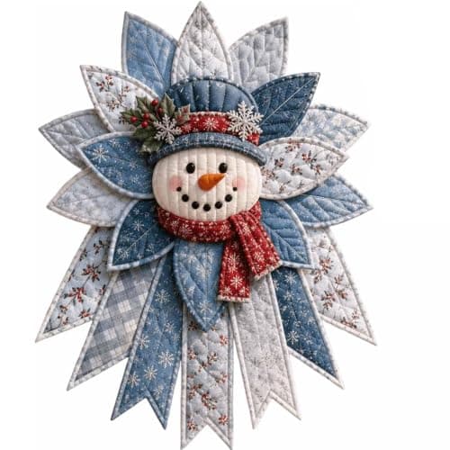 Gør-det-selv Quiltet Julebue Sæt, Snemand Stof Patchwork Dørpynt, Snemand Snowman