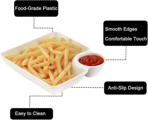 8-delad serveringsbricka för chips och salsa, färgglada återanvändbara serveringsfat för chips och dippskålar för underhållning, dippbricka i plast med dipp