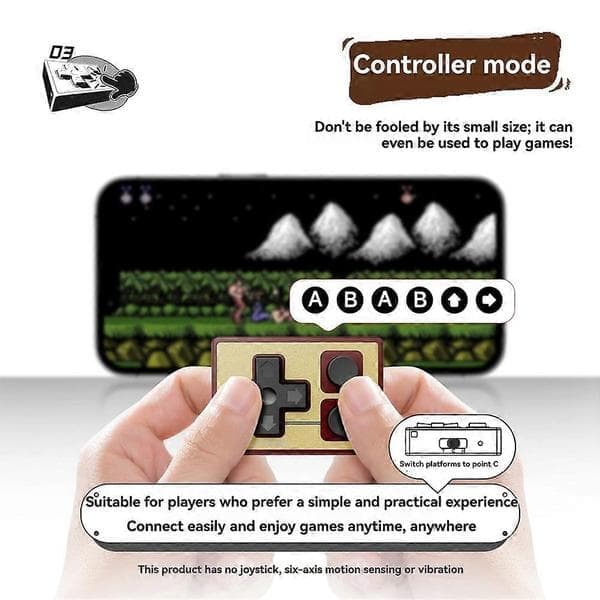 Mini kontroll retro spillhåndtak E-bok fjernkontroll sidesving for PC/Android/simuleringsspill trådløs gamepad en grå