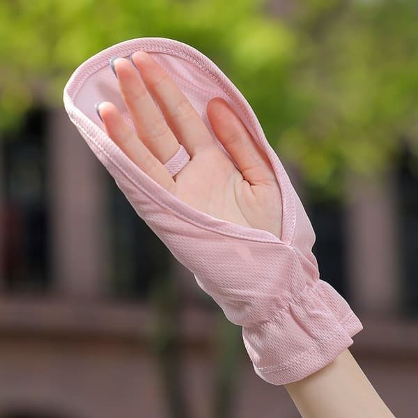 2 par handsker til solbeskyttelse UV-beskyttelse åndbare kølende fingerløse til kvinder mænd, pink pink