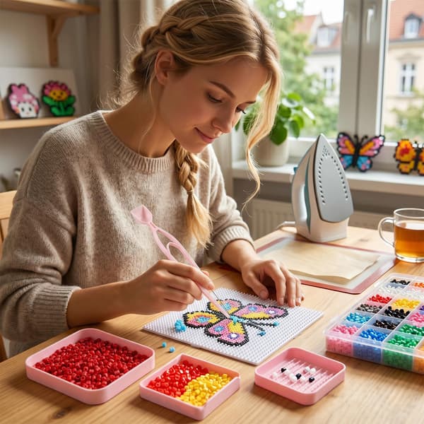 Pärlplattor Verktygssats, 2,6 mm Pärlplattor Plockbrickssats, Rosa