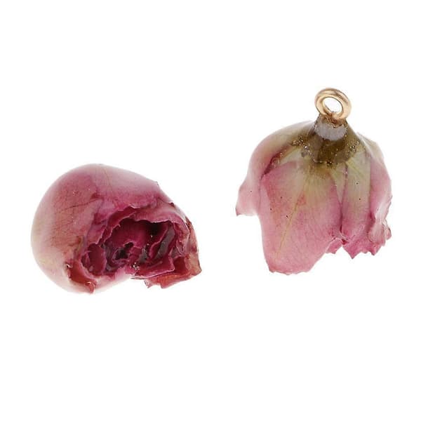 2x 2 stk. Epoxyharpiks Tørrede Blomster Charms Rose Vedhæng til DIY Øreringe Tilbehør