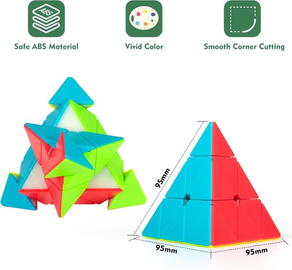 Newverest Stickerless Pyraminx Speed Cube – Glattroterende Magisk Pyramidepuslespill for Barn og Voksne Pyraminx Speed Cube