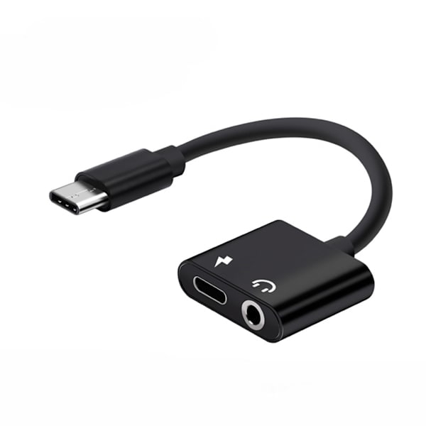 Type-C Adapter Aux Hovedtelefonadapter USB c til 3,5 mm Hovedtelefonstikadapter
