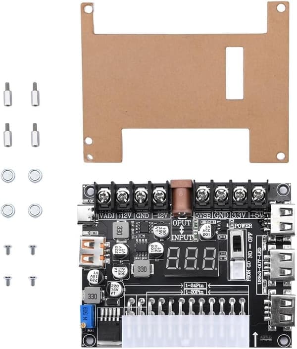 20/24-pin ATX-adapterudgang PC PSU-kilde USB-strømmodul med justerbar spænding til 12V -12V 5V 5VSB 3.3V terminal