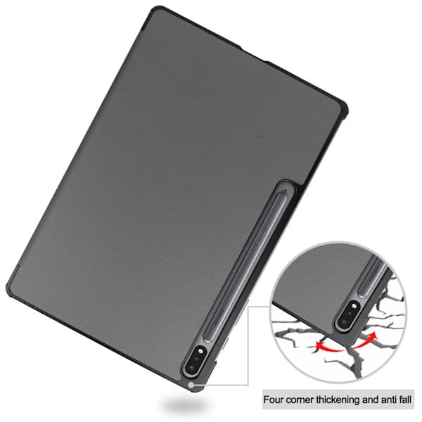 Samsung Galaxy Tab S7 Plus/FE/Lite Tri-fold etui PU læder/PC grå