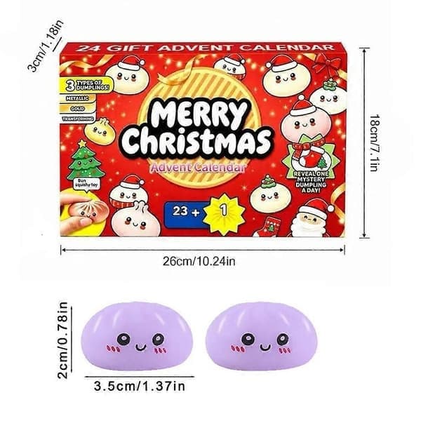 24 dagar julkalender Mochi Squishy Leksaker Överraskning Nedräkning Blind Box Fidget Leksaksset Barn Julklapp, A A