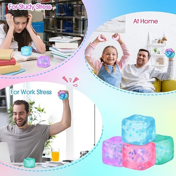 4 stk. Squishy Sensor Fit Legetøj trykkube, gel-fyldt elastisk trykkugle, blød is-slik-kugle (tilfældig farve)