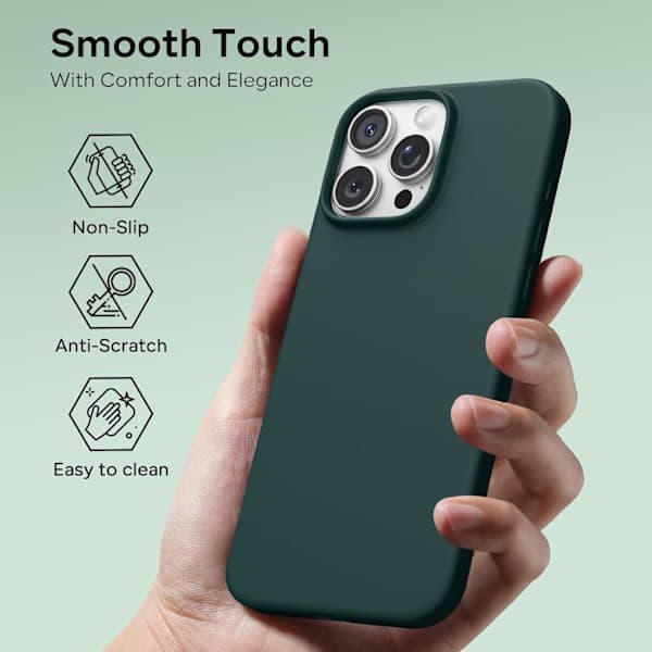 Flydende silikonecover til iPhone 17 Pro Max, stødsikkert blødt telefoncover, fuld beskyttelse, lysegrå lysegrå iPhone 17 Pro Max, grå Light grey iPhone 17 Pro Max