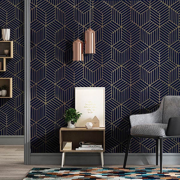 Geometriskt kubmönster Non-Woven Tapet, Nordisk Stil Väggmålning för Vardagsrum Sovrum Heminredning
