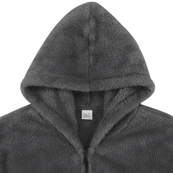 Fleece-hættetrøje med lynlås til mænd, vinterjakke, grå, størrelse S grey S