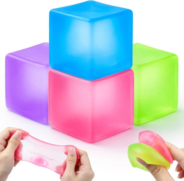 4-pack Squishy-kuber, Ice Cube Squishy Långsamt stigande stresskuber, Sensorisk fidgetleksak för ångestlindring, Stressbollar och Squishy-kuber för 4pc
