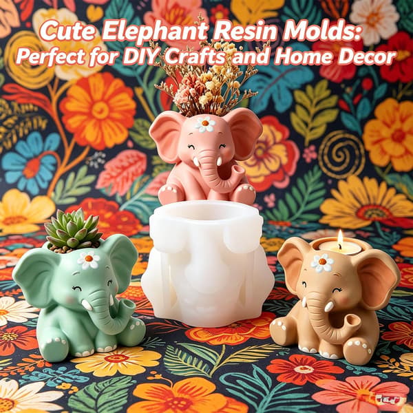 Elefantplanter Silikonform for Epoxyharpiksstøping DIY-håndverk Elephant Resin Mold