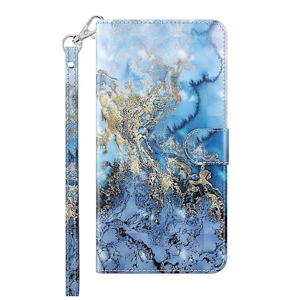 Til iPhone 14 Plus 3D malet mønster flip læder telefoncover (guldsommerfugle)