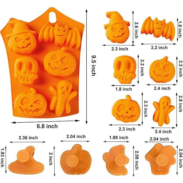 6-hulls Halloween Flaggermus Spøkelse Kakeform Isbitbrett