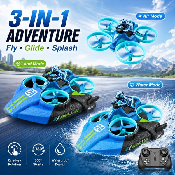 land sea air Drone 3-i-1 RC Hovercraft, blå: 2 batterier blue / 2 battery