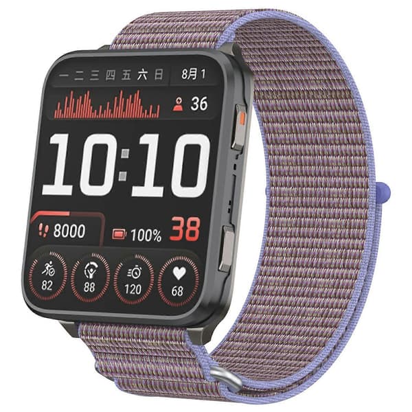 Til Garmin Venu X1 Håndledsrem Magic Tape Nylon Loop Urrem med Metalring - Lilla Multicolor Purple