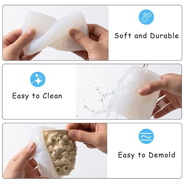 3D Blomsterrelief Silikoneform til Epoxyharpiksstøbebeholdere Floral Resin Mold