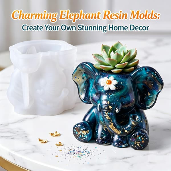 Elefant urtepotte silikoneform til epoxyharpiksstøbning DIY-håndværk Elephant Resin Mold