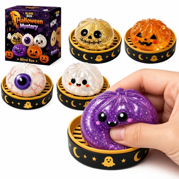 Halloween Mystery Squishy Blind Box, Glitter Græskar Spøgelse Øjeæble Kranie Samleobjekt Stressaflastende Legetøj