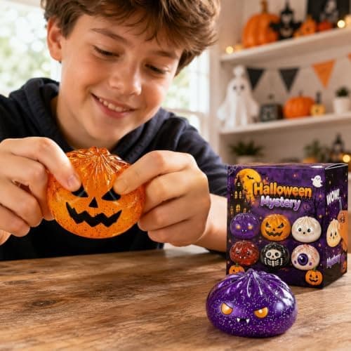 Halloween Spooky Ghost Dumpling Squishies Legetøj, Dumplings Stressbolde til Voksne Fidget Legetøj med Damper, Aflastning Fidget Sensorisk til Helligdage & 12#red