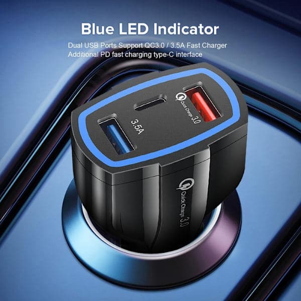 Billader Hurtiglading PD med USB-C og 2x USB-uttak Hvit 2-pakning 48 2-pakning 48 2-Pack