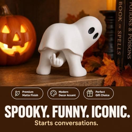 Rolig Långfinger Spöke Prydnad Matt Vit Halloween Skrivbordsdekoration Present White