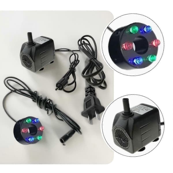 12V GPH elektrisk springvandspumpe 10W med 6 varmhvide LED-lys