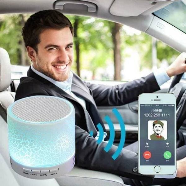 Blå Mini Bærbar Højttaler LED Bluetooth Trådløs Håndfri med TF USB FM Blå