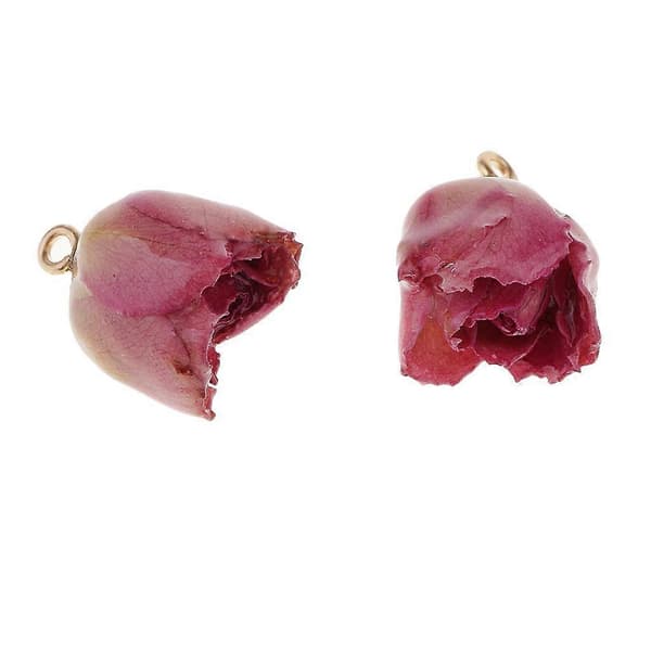 2x 2 stk. Epoxyharpiks Tørrede Blomster Charms Rose Vedhæng til DIY Øreringe Tilbehør
