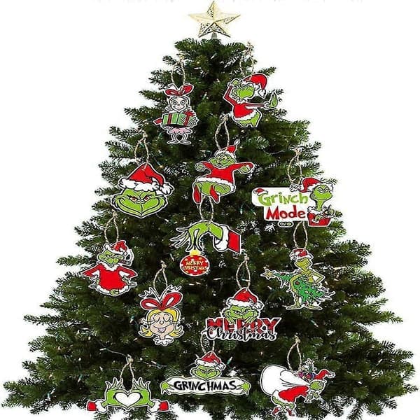 24 st Grinch julgransprydnader Grinch julgransdekorationer