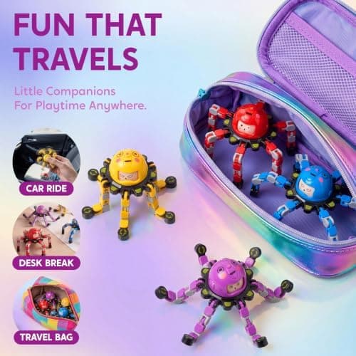 JOYIN 4 STK Fidget Spinners Leker, Transformerbare Stressavlastende Sensoriske Leker for Voksne og Jenter Gutter, Konfirmasjonsgave, Bursdagsgaver, Kontor