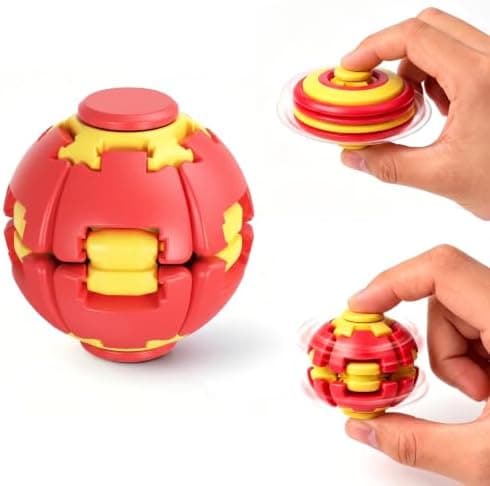 Tryk Spin Fidget Spinner-bold, Tryk & Spin Sensorisk Stressaflastende Fidget Roterende Bold, Bærbar Håndholdt Spinner-bold til Voksne, Kontor Skole Red 1
