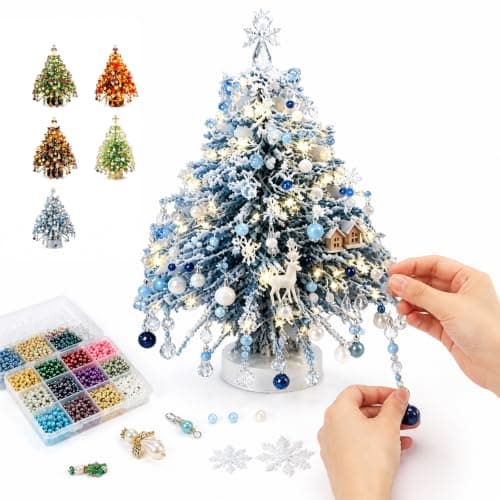 DIY Perle Juletræssæt, 3D Krystalperle Håndværkssæt med Lys #A