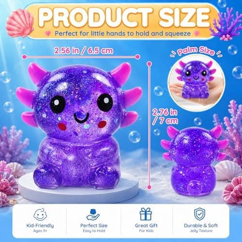 Glitter Axolotl Squishy Leksak, Squishy Leksaker, Långsamt Stigande Squishy (Lila) Purple