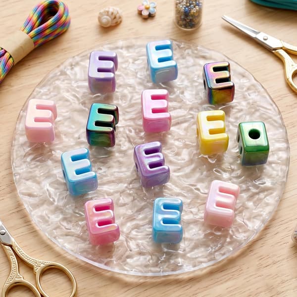 26 st E-bokstavspärlor Stora hål Tjocka bubbelalfabetspärlor Large Letter Beads E
