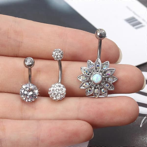 5 stk/sett for titan dingle navle ring CZ stein kroppspiercing navle ring