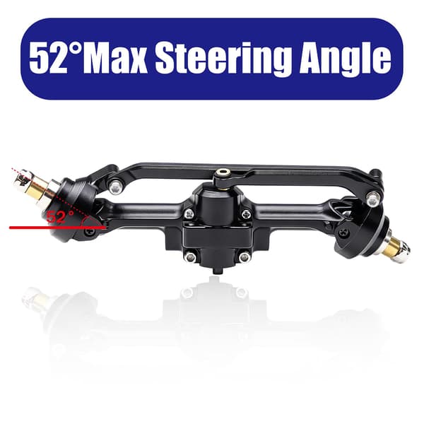 +5mm aluminium forreste og bagerste akselsæt 2/16T Max 52° til Axial SCX30 (sort) Black/Titanium/Silver